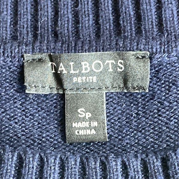 TALBOTS INDIGOO NAVY BLUE FRESH LEMONS INTARSIA SWEATER WOMENS SMALL PETITE - Picture 4 of 10